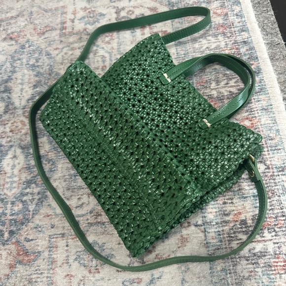 Clare V Petit Simple Tote in Evergreen Rattan - Picture 3 of 6